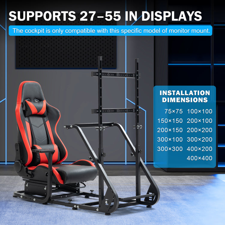 Anman Racing Simulator Cockpit With Red Ergonomic Seat and Monitor Stand, Fit for Logitech G27 G29 G920/for PXN/for Thrustmaster T500RS T300RS, Adjustable Driving Simulator, Not Include Steering Wheel, Pedals, Handbrake, and Monitor