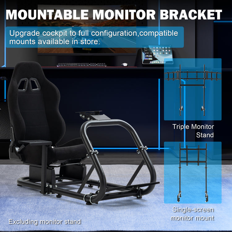 Anman Pro Adjustable Driving Racing Simulator Cockpit with Black Seat, Fit for Logitech G29 G920 G923/Thrustmaster T300RS/Moza R3 R5, Wheel, Pedals and Monitor Mount Not Included
