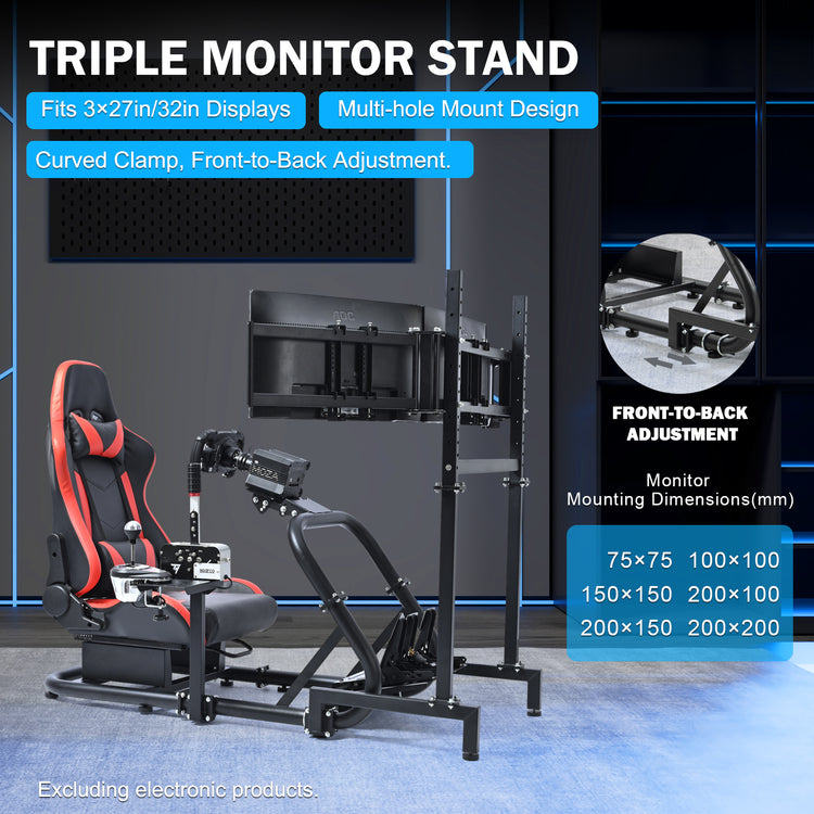 Anman Pro Adjustable Driving Racing Simulator Cockpit with Red Seat and Monitor Mount, Fit for Logitech G29 G920 G923/for Thrustmaster T300RS/for Moza R3 R5, Wheel, Pedals, and Monitor Not Included