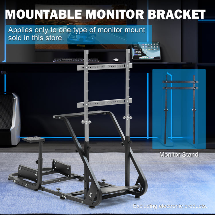 Anman Racing Simulator Cockpit, Mountable Monitor Stand, Fit for Logitech G27 G29 G920/Fanatec/Thrustmaster T500RS T300RS, Adjustable Driving Simulator, Not Include Steering Wheel, Pedals, Handbrake, Seat and Monitor
