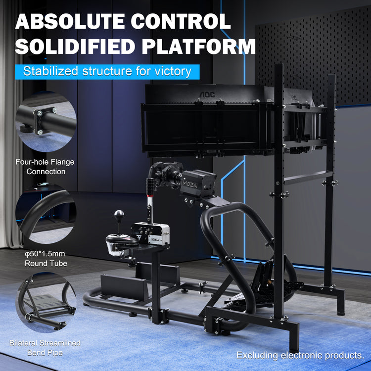 Anman Pro Adjustable Driving Racing Simulator Cockpit with Triple Monitor Stand, Fit for Logitech G29 G920 G923/Thrustmaster T300RS/Moza R3 R5, Wheel, Pedals, Seat and Monitor Not Included