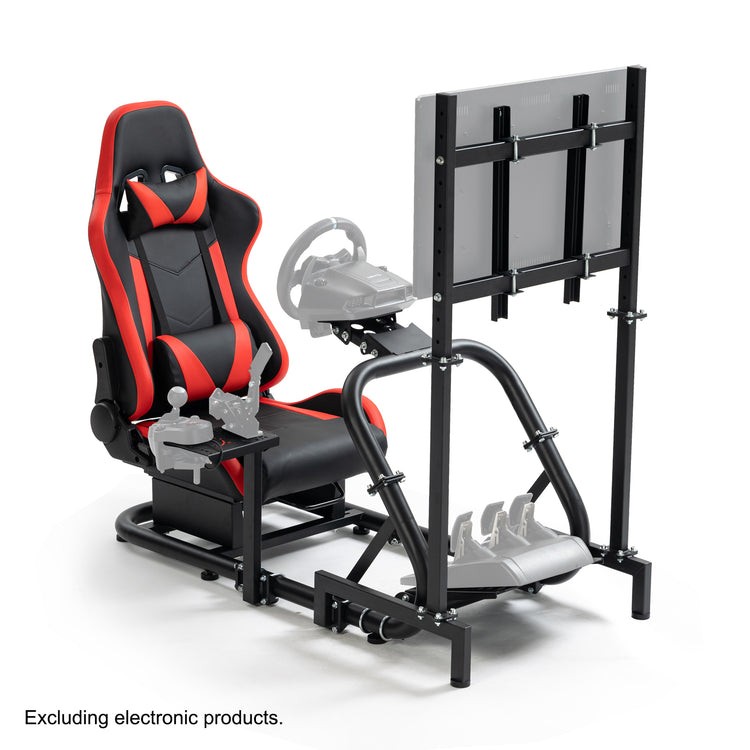 Anman Pro Adjustable Driving Racing Simulator Cockpit with Red Seat and Monitor Mount, Fit for Logitech G29 G920 G923/Thrustmaster T300RS/Moza R3 R5, Wheel, Pedals, and Monitor Not Included