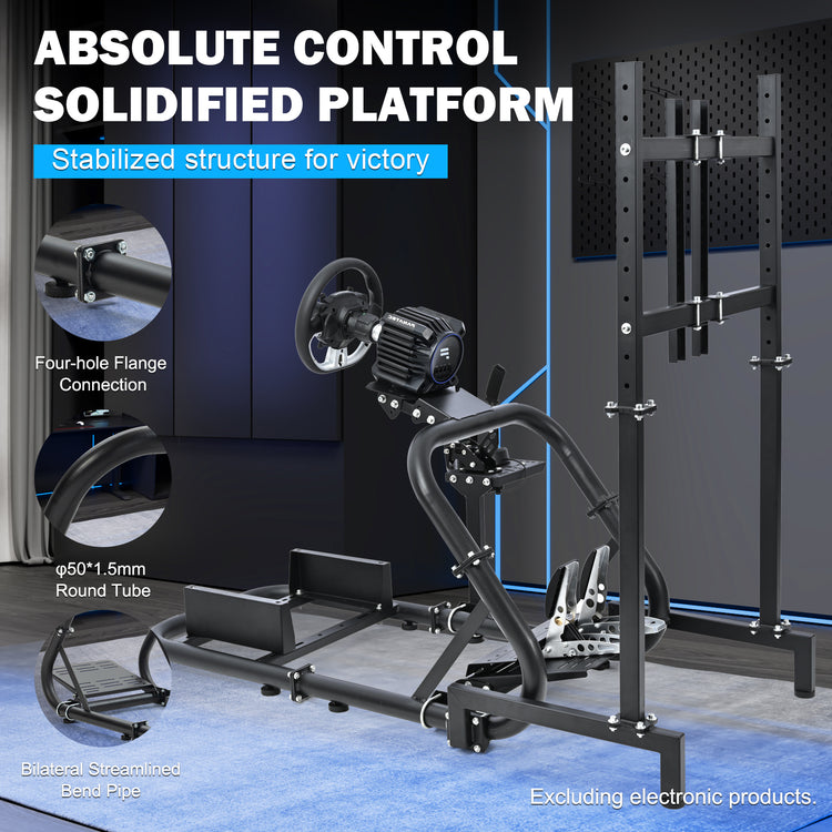 Anman Pro Adjustable Driving Racing Simulator Cockpit with Single-screen Monitor Mount, Fit for Logitech G29 G920 G923/Thrustmaster T300RS/Moza R3 R5, Wheel, Pedals, Seat and Monitor Not Included