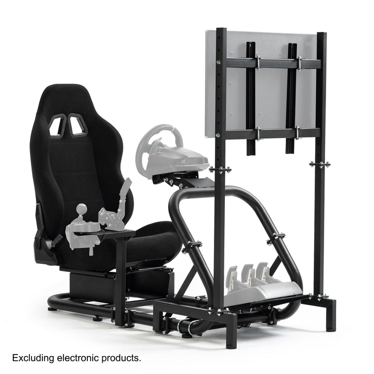 Anman Pro Adjustable Driving Racing Simulator Cockpit with Black Seat and Monitor Mount, Fit for Logitech G29 G920 G923/Thrustmaster T300RS/Moza R3 R5, Wheel, Pedals, and Monitor Not Included