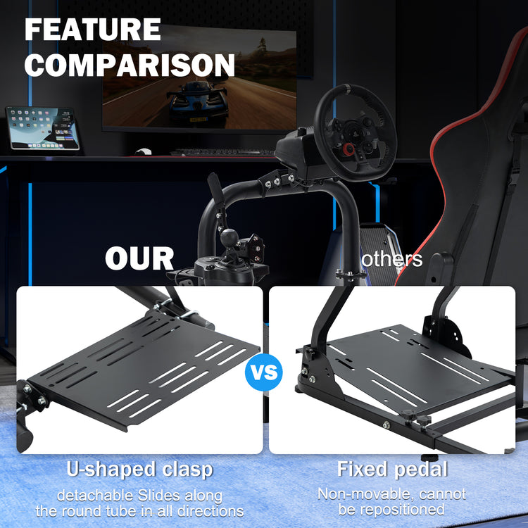Anman Racing Simulator Cockpit with Red Seat φ50mm Large Round Tube Driving Gaming Cockpit Adjustable Fits for Logitech G25 G27 G29 /for Thrustmaster T300RS TX/for Fanatec NOT Include Wheel Shifter Pedals