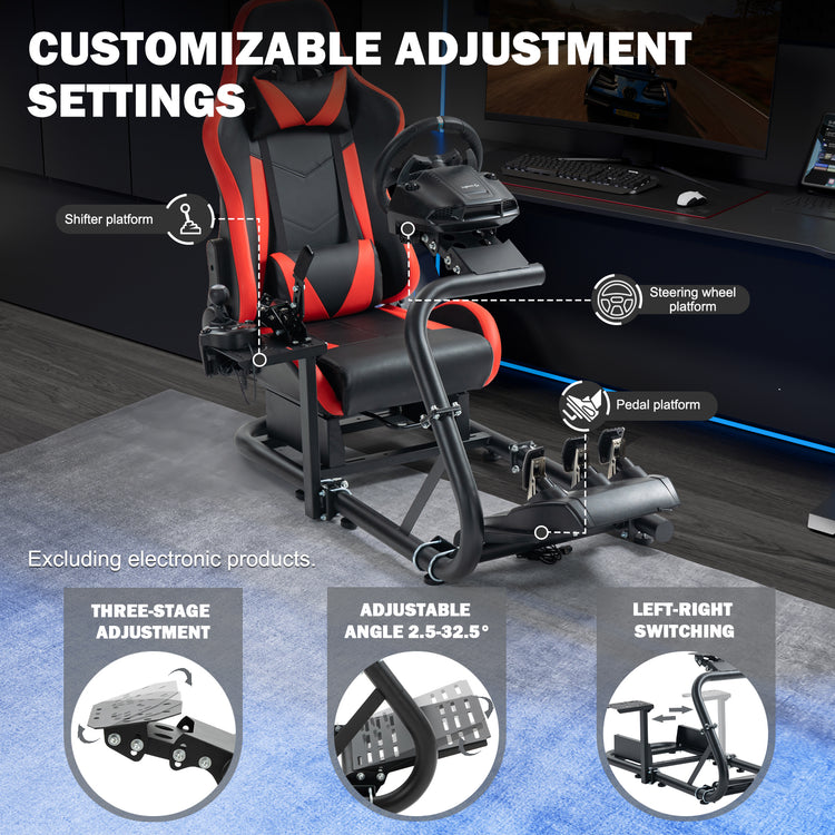 Anman Sim Simulator Cockpit With Red Seat fit for Thrustmaster Logitech G29,G920,G920,T300rs,T150,T248 Round Tube Freedom Upgrade. Wheel ,Shifter ,Pedals NOT Included