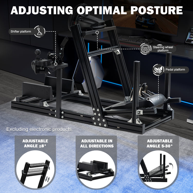 Anman 8040 Aluminum Profile Racing Sim Cockpit F1 Trunk Simulator Fit for Moza/Logitech/Fanatec/Thrustmaster,Professional-Grade,No Seat,Steering Wheel,Handbrake,Pedals