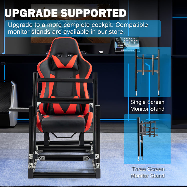 Anman 8040 Aluminum Profile Racing Sim Cockpit with Red Seat,F1 Trunk Simulator,Fit for Moza/Logitech/Fanatec/Thrustmaster,Professional-Grade,No Seat,Steering Wheel,Handbrake,Pedals