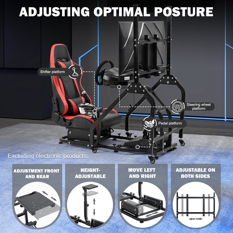 Anman Stand-up Racing Simulator Cockpit with Gaming Seat Monitor Mount FIt for Logitech G29 G920 G923,for Thrustmaster T-GT II T80 T150,for PXN V9 V10 V99,Standing Sim Driving Cockpit,Not Include Wheel Shifter Pedal TV