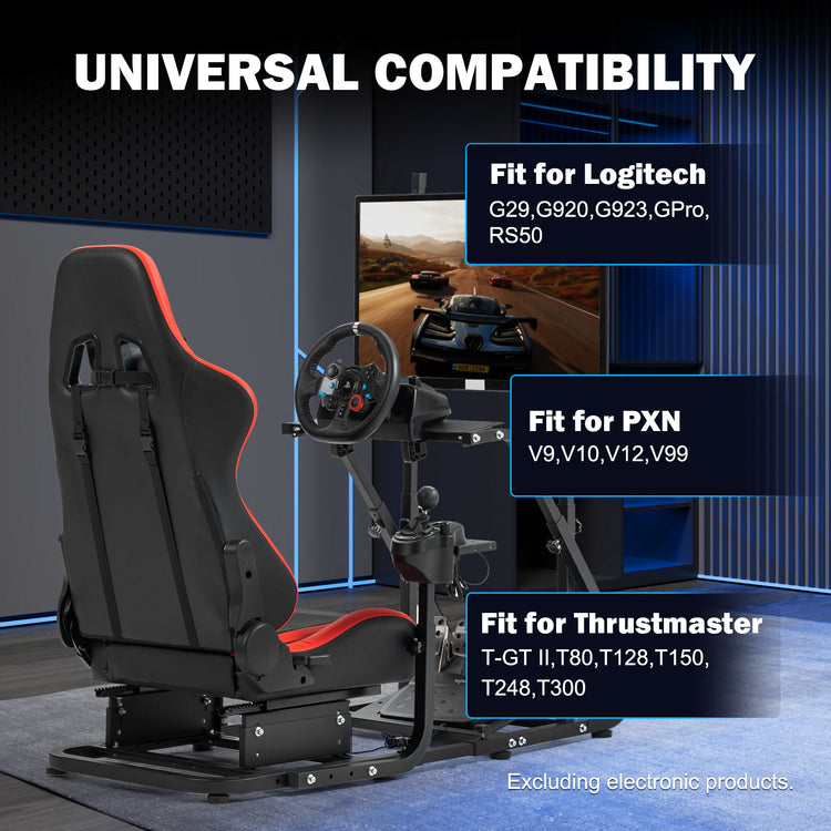 Anman Racing Simulator Cockpit With Red Ergonomic Seat and Monitor Stand, Fit for Logitech G27 G29 G920/for PXN/for Thrustmaster T500RS T300RS, Adjustable Driving Simulator, Not Include Steering Wheel, Pedals, Handbrake, and Monitor