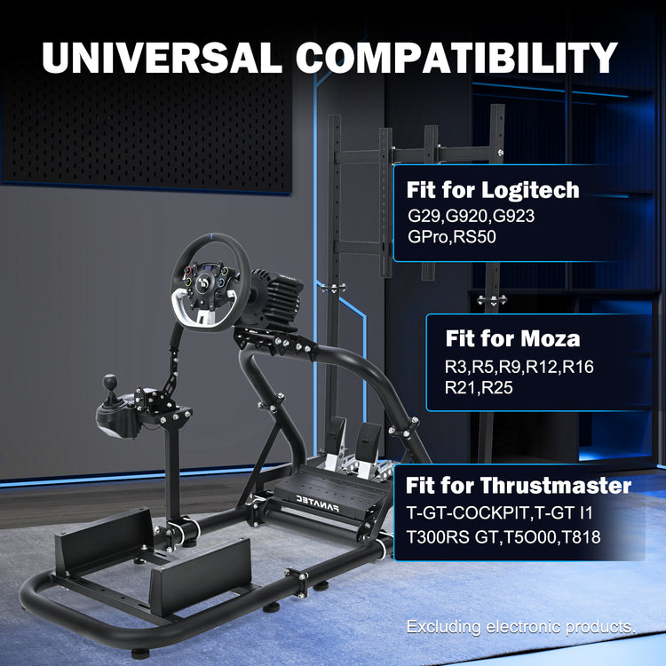 Anman Pro Adjustable Driving Racing Simulator Cockpit with Single-screen Monitor Mount, Fit for Logitech G29 G920 G923/Thrustmaster T300RS/Moza R3 R5, Wheel, Pedals, Seat and Monitor Not Included