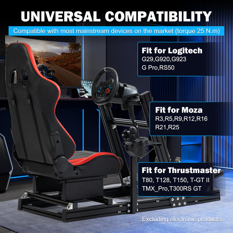 Anman 8040 Aluminum Profile Racing Sim Cockpit with Red Seat,F1 Trunk Simulator,Fit for Moza/Logitech/Fanatec/Thrustmaster,Professional-Grade,No Seat,Steering Wheel,Handbrake,Pedals