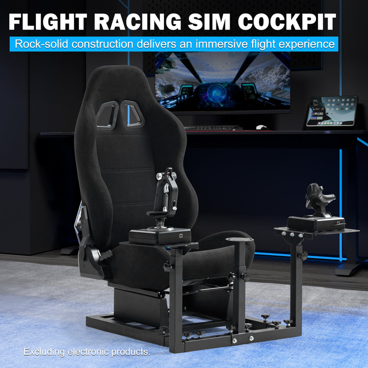 Anman Connecting Seat Racing Simulator with Black Seat, Stand Double Shifters Fit for Logitech Shifter Joystick Pedals,For Thrustmaster HOTAS Warthog,Without , Pedal, Joystick,Handbrake,Seat