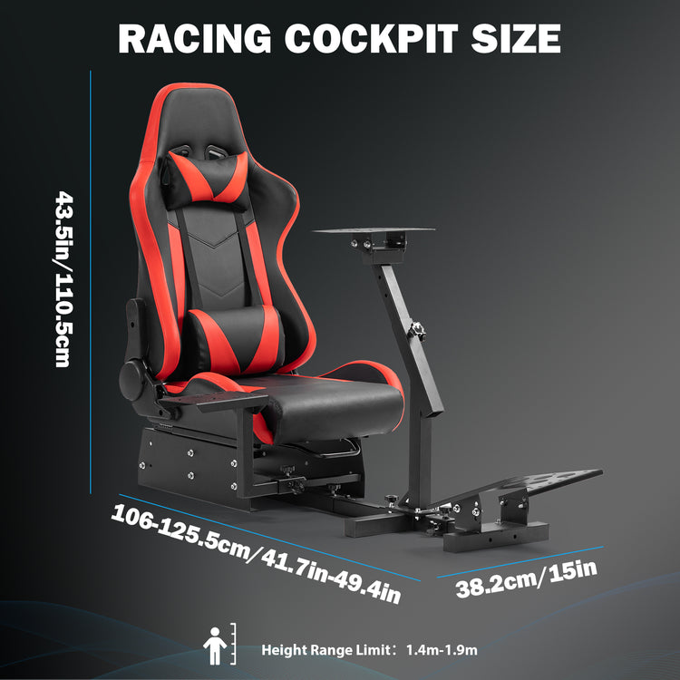 Anman Racing Simulator Cockpit With Red Seat Fit for Logitech G25 G27 G920 G29, Thrustmaster Tx 458, T500 RS,PC, PS4,Adjustable Racing Simulator Mount, Wheel ,Shifter ,Pedals NOT Included