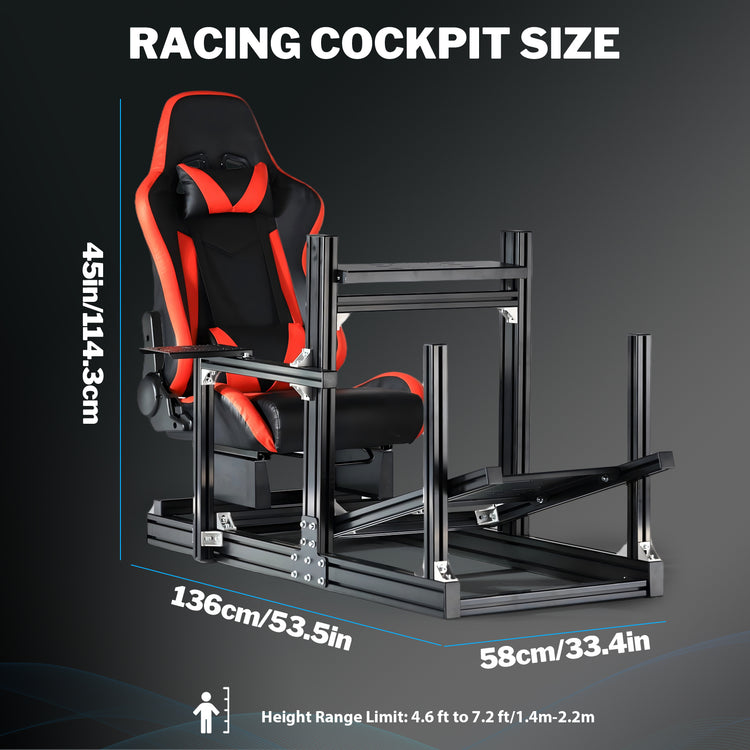 Anman Sim Racing Cockpit 8040 Aluminium Profile Racing Stand, Fit for Using Direct Drive Steering Wheel GPRO CSLDD T818 Driving Simulator Cockpit with Red Seat Not Include Steering Wheel,Pedals,Handbrake