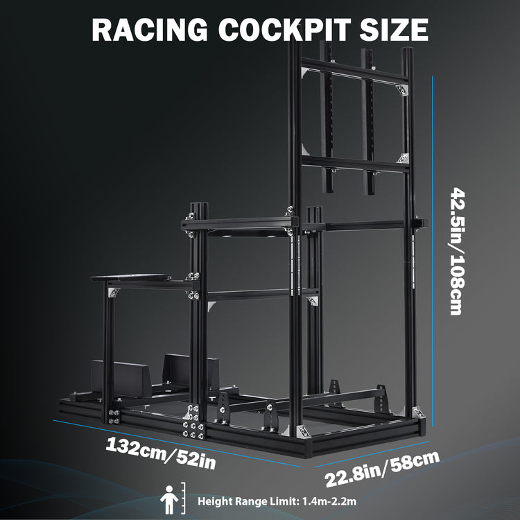 Anman 3060 Profiles Aluminum Racing Sim Cockpit with Monitor Stand ,Fully Adjustable,Compatible with Logitech/Thrustmaster/Fanatec G29/G923 /G920,T248,T300RS GT,Not Include Steering,Wheel,Pedals,Handbrake