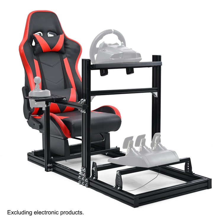 Anman 3060 Aluminum Profile Racing Simulator Cockpit with Red Seat, Compatible with Thrustmaster, Fanatec, Logitech G29/GPro, etc,Does Not Include Steering Wheel, Pedals, or Handbrake
