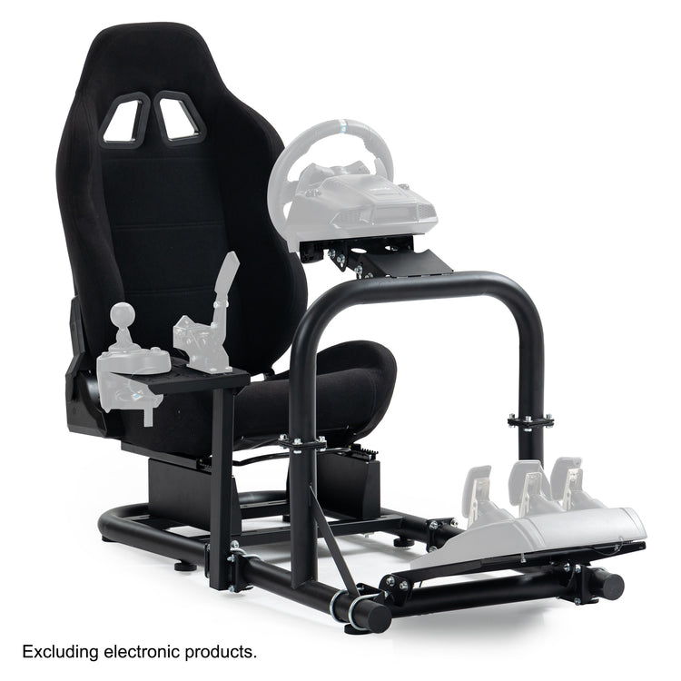 Anman Racing Simulator Cockpit Frame with Black Seat Fits for Logitech G29 G920/Thrustmaster/Fanatec,Adjustable Gaming Wheel Stand,Not Included Wheel, Pedal,Handbrake