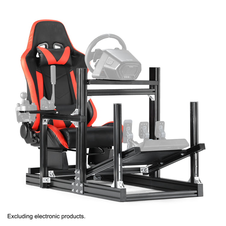 Anman Sim Racing Cockpit 8040 Aluminium Profile Racing Stand, Fit for Using Direct Drive Steering Wheel GPRO CSLDD T818 Driving Simulator Cockpit with Red Seat Not Include Steering Wheel,Pedals,Handbrake