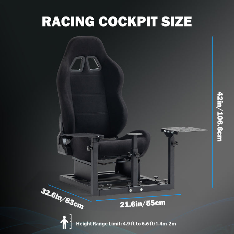 Anman Connecting Seat Racing Simulator with Black Seat, Stand Double Shifters Fit for Logitech Shifter Joystick Pedals,For Thrustmaster HOTAS Warthog,Without , Pedal, Joystick,Handbrake,Seat