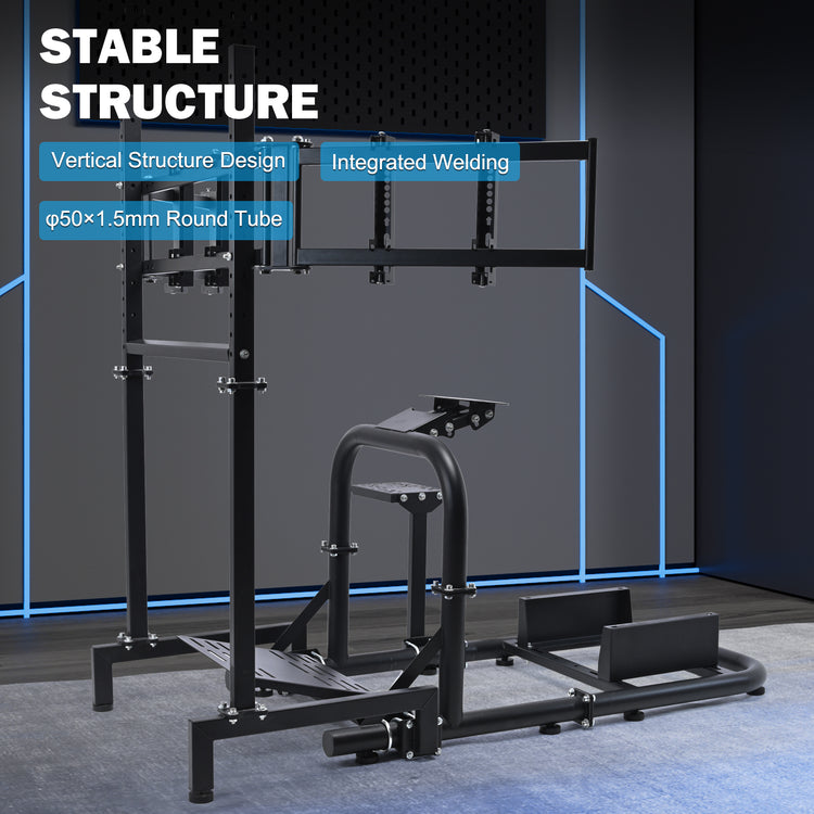 Anman Racing Simulator Cockpit Vertical Bracket with Triple Monitor Stand Fit for Logitech G29 G920 G923/for Thrustmaster T300RS CSL-DD/for Fanatec , No Steering Wheel, Pedal or Shifter