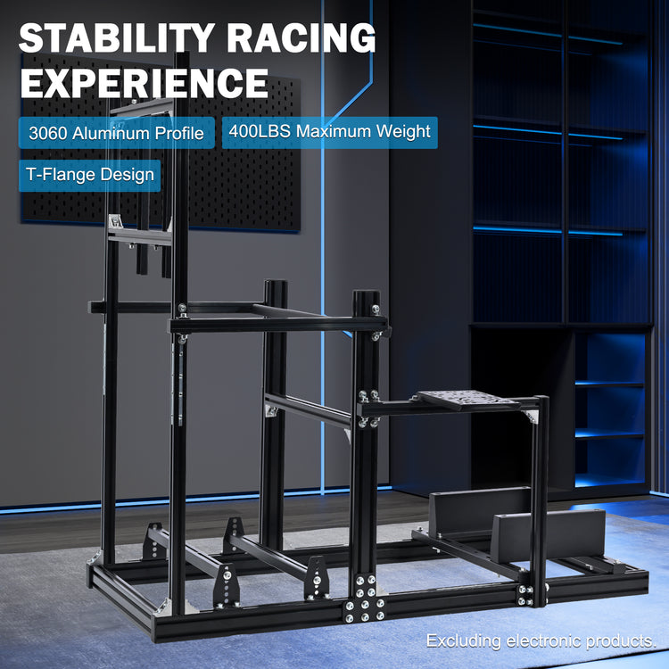 Anman 3060 Profiles Aluminum Racing Sim Cockpit with Monitor Stand ,Fully Adjustable,Compatible with Logitech/Thrustmaster/Fanatec G29/G923 /G920,T248,T300RS GT,Not Include Steering,Wheel,Pedals,Handbrake