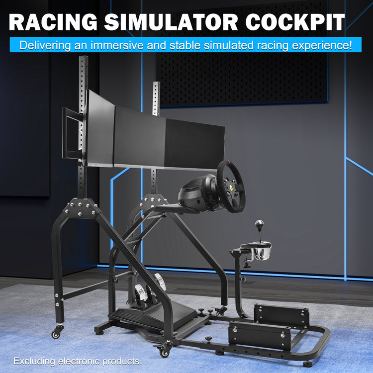 Anman Stand-up Racing Simulator Cockpit with Triple Monitor Stand FIt for Logitech G29 G920 G923,for Thrustmaster T-GT II T80 T150,for PXN V9 V10 V99,Standing Sim Driving Cockpit,Not Include Wheel Shifter Pedal TV