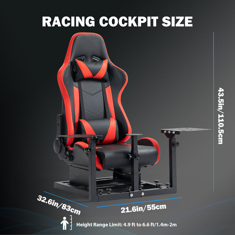 Anman Connecting Seat Racing Simulator with Red Seat, Stand Double Shifters Fit for Logitech Shifter Joystick Pedals,For Thrustmaster HOTAS Warthog,Without , Pedal, Joystick,Handbrake,Seat