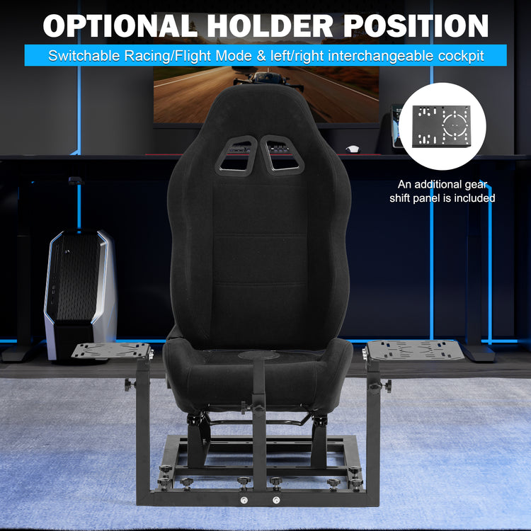 Anman Connecting Seat Racing Simulator with Black Seat, Stand Double Shifters Fit for Logitech Shifter Joystick Pedals,For Thrustmaster HOTAS Warthog,Without , Pedal, Joystick,Handbrake,Seat