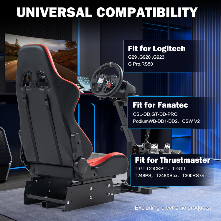 Anman Racing Simulator Cockpit With Red Seat Fit for Logitech G25 G27 G920 G29, Thrustmaster Tx 458, T500 RS,PC, PS4,Adjustable Racing Simulator Mount, Wheel ,Shifter ,Pedals NOT Included