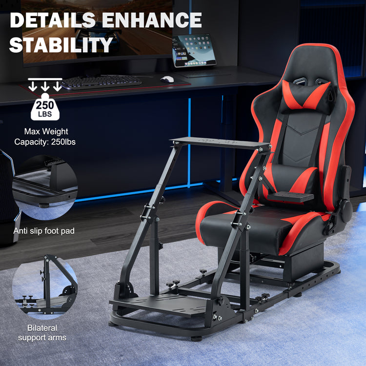 Anman Racing Simulator Cockpit with Red Seat, Compatible with Logitech G27 G29 G920 G923,For Thrustmaster T300RS,For Fanatec,Does Not Include Steering Wheel, Pedals, or Handbrake