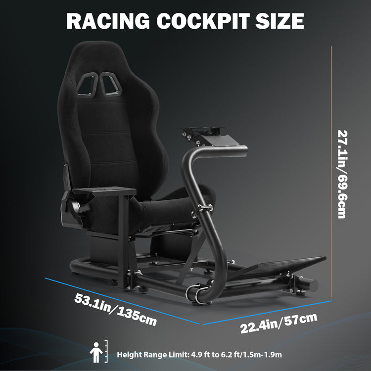 Anman Inspired Racing Wheel Stand with Black Seat fit for Thrustmaster T80,T150,T248,T300,Logitech G920,G923,G25,G27 Comfortable Driving Simulator Cockpit Not Included Wheel Shifter Pedals