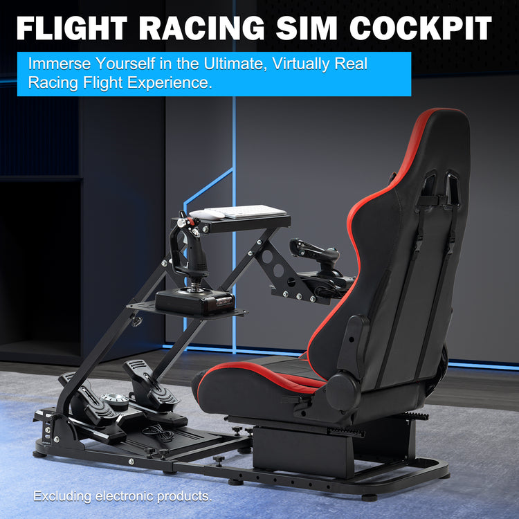 Anman Versatile Flight Simulator Cockpit with Red Seat Fits for Logitech G29 G920 G923 X52 G PRO,for Thrustmaster T16000 T248x T80 T300,Racing Simulator Cockpit,Electronics Not Included