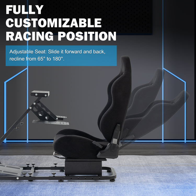 Anman Versatile Flight Simulator Cockpit with Black Seat Fits for Logitech G29 G920 G923 X52 G PRO,for Thrustmaster T16000 T248x T80 T300,Racing Simulator Cockpit,Electronics Not Included