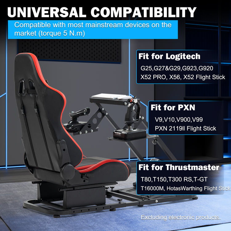 Anman Versatile Flight Simulator Cockpit with Red Seat Fits for Logitech G29 G920 G923 X52 G PRO,for Thrustmaster T16000 T248x T80 T300,Racing Simulator Cockpit,Electronics Not Included