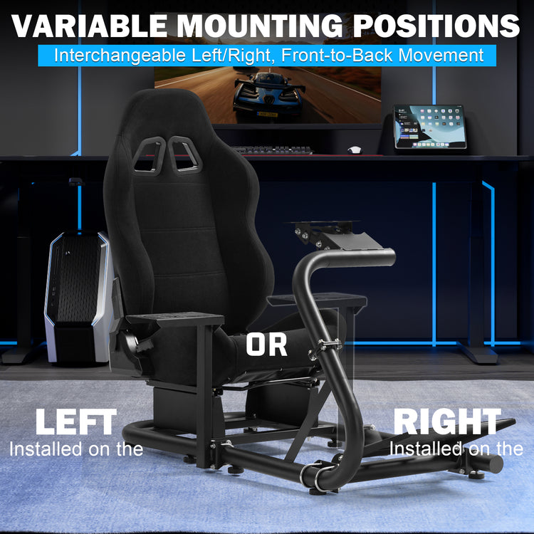 Anman Inspired Racing Wheel Stand with Black Seat fit for Thrustmaster T80,T150,T248,T300,Logitech G920,G923,G25,G27 Comfortable Driving Simulator Cockpit Not Included Wheel Shifter Pedals