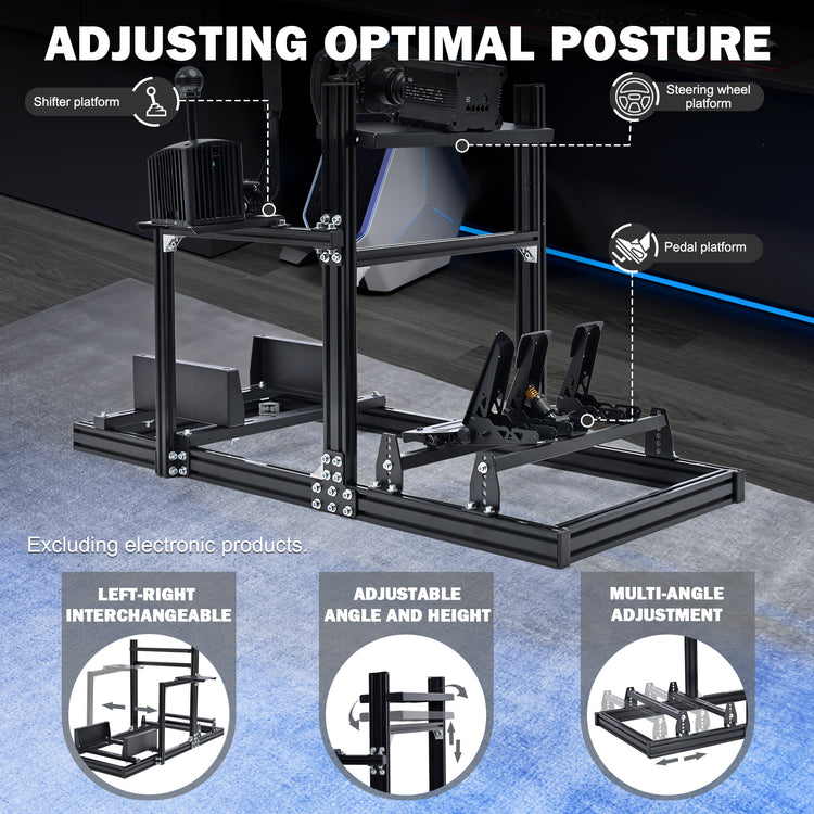 Anman 3060 Aluminum Profiles Racing Simulator Cockpit,Fully Adjustable , Support for Logitech/Thrustmaster/Fanatec,Not Include Steering Wheel,Pedals,Handbrake