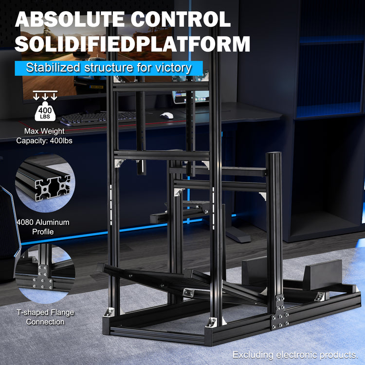 Anman Sim Racing Cockpit 8040 Aluminium Profile Racing Stand with Monitor Stand, Fit for Using Direct Drive Steering Wheel GPRO CSLDD T818 Driving Simulator Cockpit Not Include Steering Wheel,Pedals,Handbrake