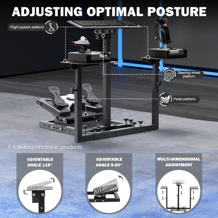 Anman Pro Flight Sim Stand Racing Wheel Frame Dual-Purpose Fit for Logitech Shifter Joystick Pedals,For Thrustmaster HOTAS Warthog, Only Include Flight Joystick Stand and Three Sizes Shift Lever Panels
