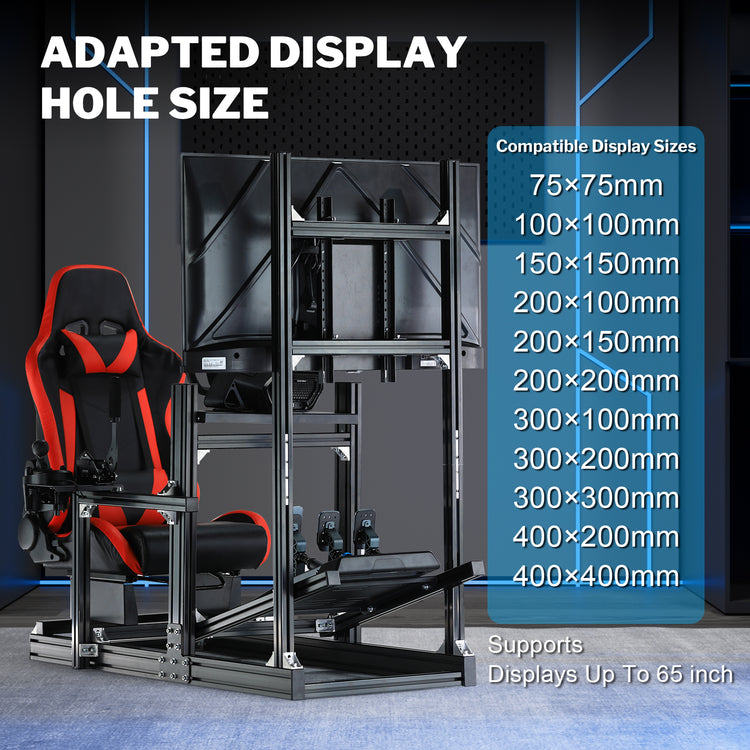 Anman Sim Racing Cockpit 8040 Aluminium Profile Racing Stand with Monitor Stand, Fit for Using Direct Drive Steering Wheel GPRO CSLDD T818 Driving Simulator Cockpit with Red Seat Not Include Steering Wheel,Pedals,Handbrake