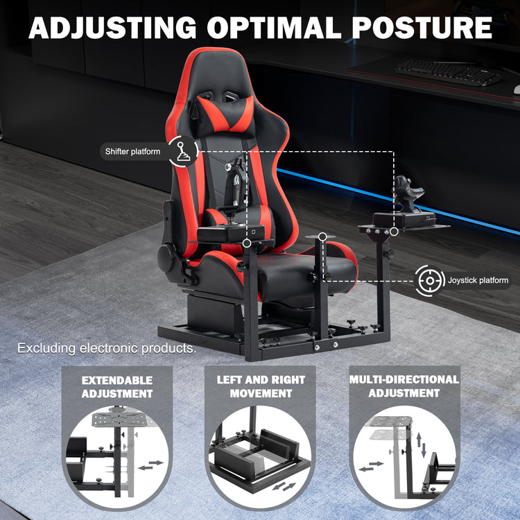 Anman Connecting Seat Racing Simulator with Red Seat, Stand Double Shifters Fit for Logitech Shifter Joystick Pedals,For Thrustmaster HOTAS Warthog,Without , Pedal, Joystick,Handbrake,Seat