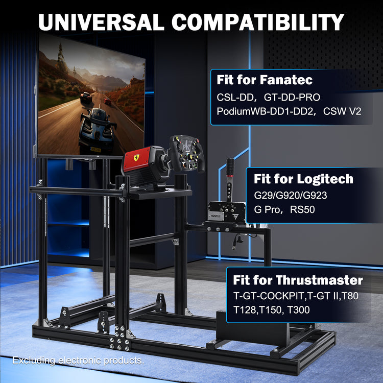 Anman 3060 Profiles Aluminum Racing Sim Cockpit with Monitor Stand ,Fully Adjustable,Compatible with Logitech/Thrustmaster/Fanatec G29/G923 /G920,T248,T300RS GT,Not Include Steering,Wheel,Pedals,Handbrake