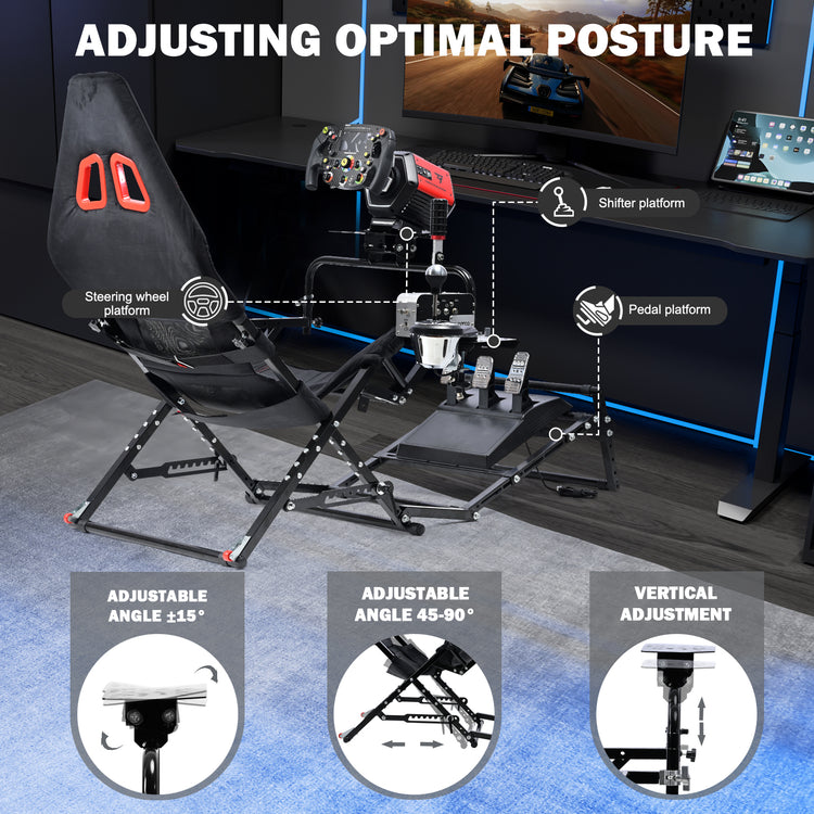Anman Foldable Racing Simulator Cockpit Mount—Supports Direct-Drive Systems, Fully Adjustable X-frame Mount, Compatible with Logitech G29/G920/G923/G PRO, Fit forThrustmaster T248/T300, for Fanatec