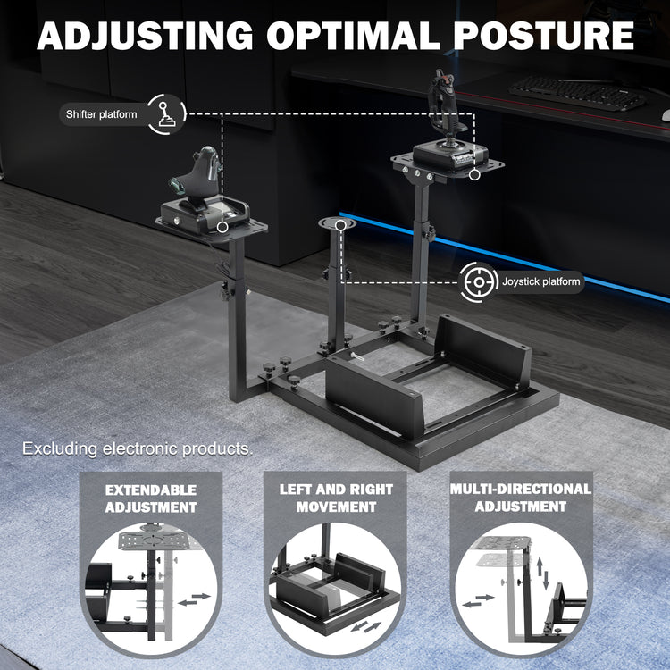 Anman Connecting Seat Racing Simulator Stand Double Shifters Fit for Logitech Shifter Joystick Pedals,For Thrustmaster HOTAS Warthog,Without , Pedal, Joystick,Handbrake,Seat