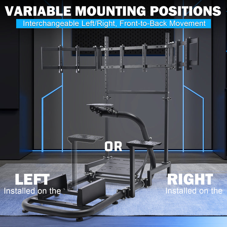 Anman Racing Simulator Cockpit with Triple Monitor Stand fits for Logitech/for Thrustmaster g25 g27 g923 T248x T-GT T300RS TX, φ50mm Round Tube Freedom Upgrade Racing Simulator Cockpit Steering Wheel Pedal Seat Not Included