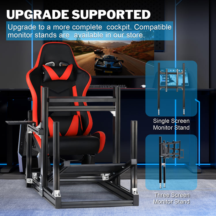 Anman Sim Racing Cockpit 8040 Aluminium Profile Racing Stand, Fit for Using Direct Drive Steering Wheel GPRO CSLDD T818 Driving Simulator Cockpit with Red Seat Not Include Steering Wheel,Pedals,Handbrake