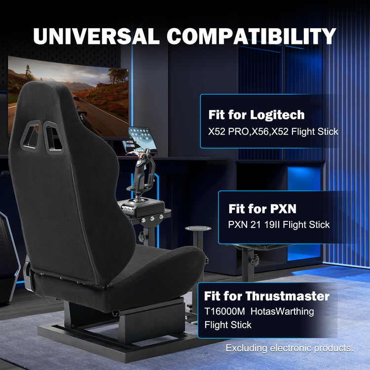 Anman Connecting Seat Racing Simulator with Black Seat, Stand Double Shifters Fit for Logitech Shifter Joystick Pedals,For Thrustmaster HOTAS Warthog,Without , Pedal, Joystick,Handbrake,Seat