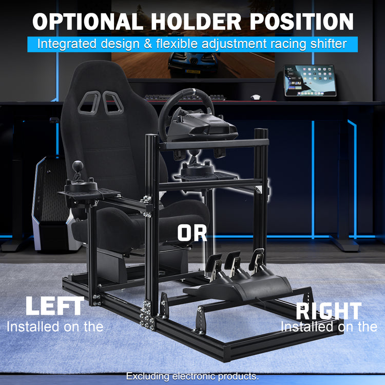 Anman 3060 Aluminum Profile Racing Simulator Cockpit with Black Seat, Compatible with Thrustmaster, Fanatec, Logitech G29/GPro, etc,Freely Adjustable,Does Not Include Steering Wheel, Pedals, or Handbrake