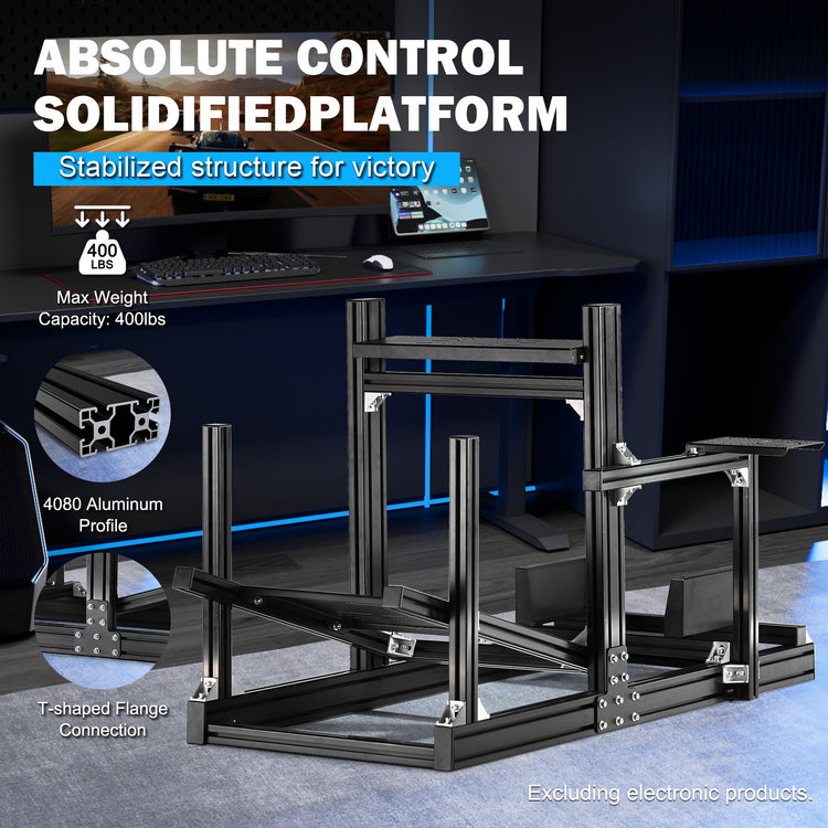 Anman Sim Racing Cockpit 8040 Aluminium Profile Racing Stand, Fit for Using Direct Drive Steering Wheel GPRO CSLDD T818 Driving Simulator Cockpit Not Include Steering Wheel,Pedals,Handbrake