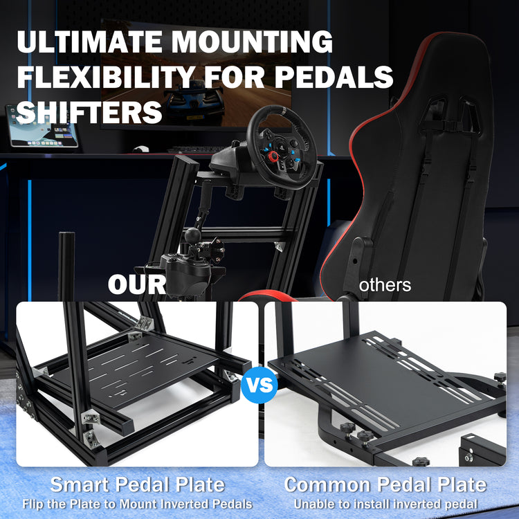 Anman 8040 Aluminum Profile Racing Sim Cockpit with Red Seat,F1 Trunk Simulator,Fit for Moza/Logitech/Fanatec/Thrustmaster,Professional-Grade,No Seat,Steering Wheel,Handbrake,Pedals
